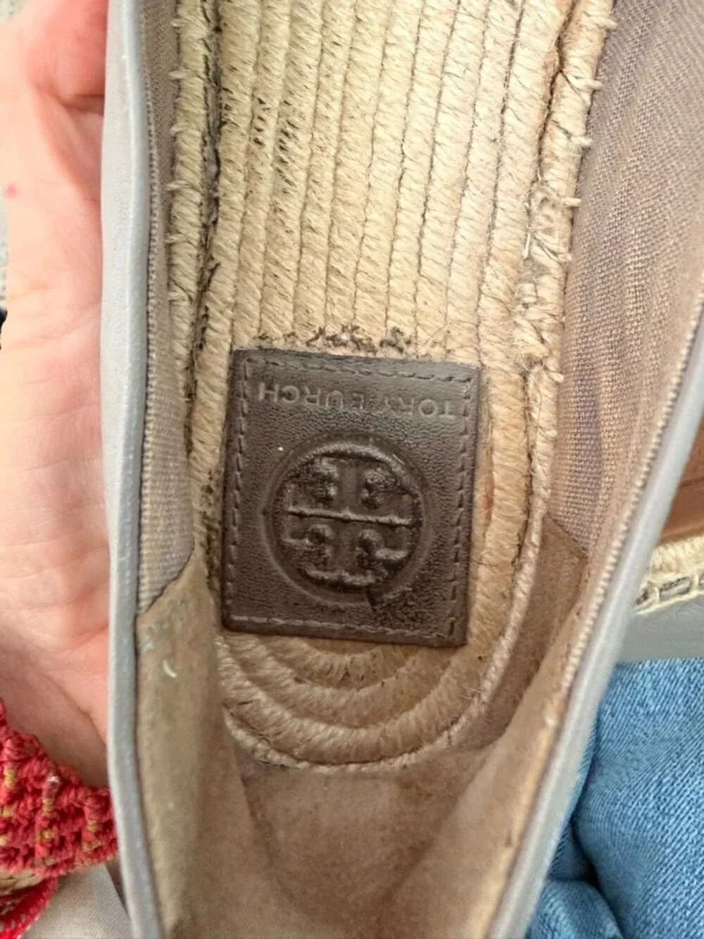Tory Burch two tone grey silver espadrilles size 7.5